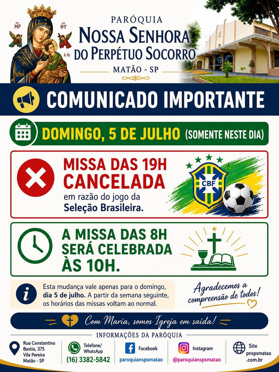 Notificação Missa 05 de julho